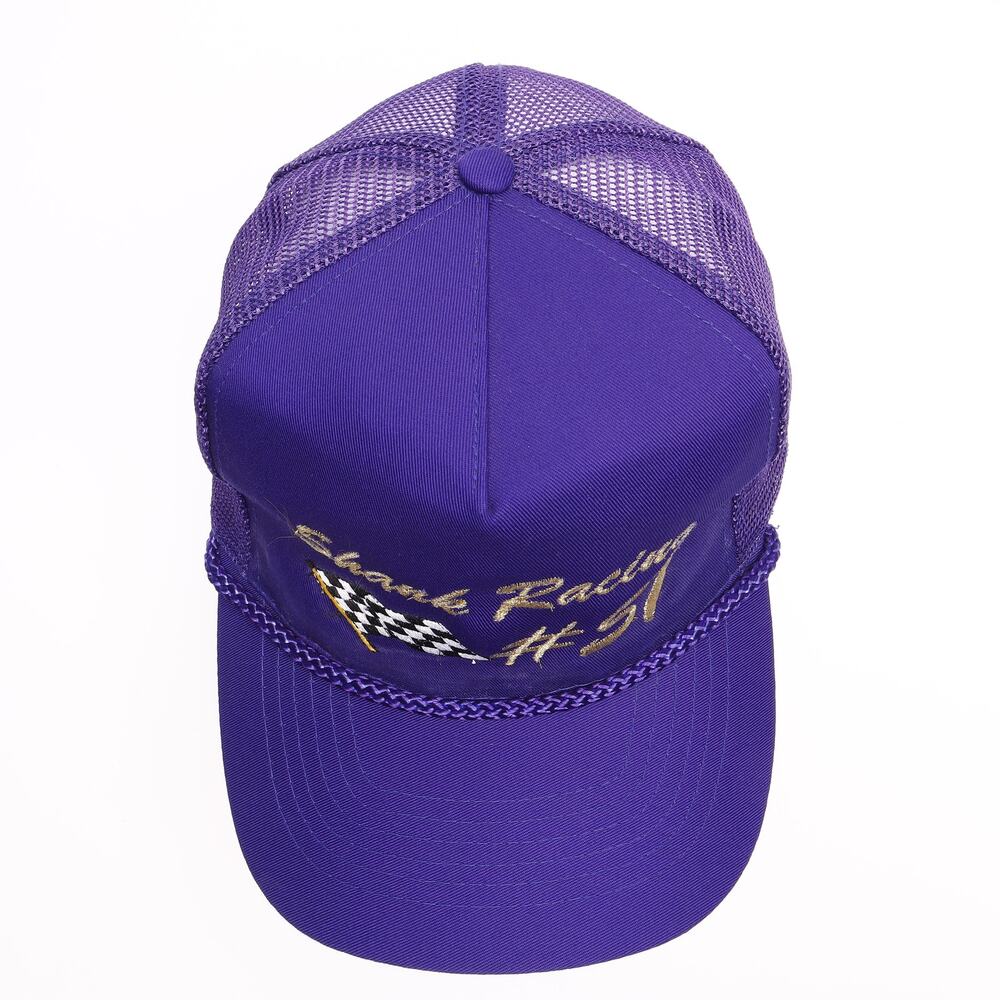 Rare Vtg Shank Racing #51 Embroidered Snapback Mesh Trucker Rope Cap Purple - Picture 4 of 9